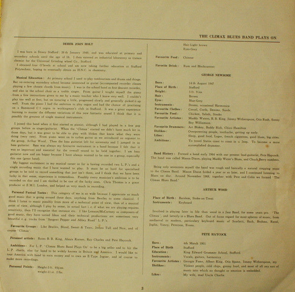 Climax Blues Band - Plays on (Vinyl, LP, Album, Stereo) Very Good (VG) / Very Good (VG)