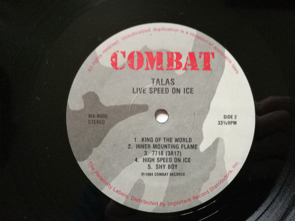 Talas - Live Speed On Ice (Vinyl, LP, Album, Repress) Very Good (VG) / Very Good Plus (VG+)
