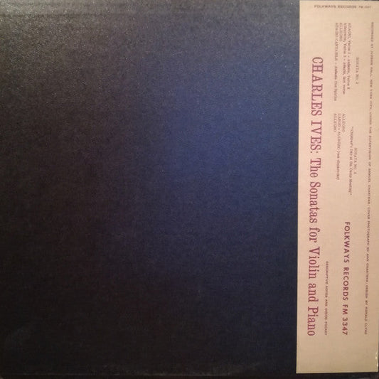 Charles Ives - Volume 2: Sonata No. 3 & Sonata No. 4 (Vinyl, LP, Album, Mono) Very Good Plus (VG+) / Very Good Plus (VG+)