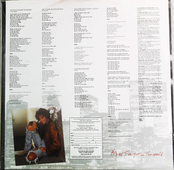 Whitney Houston - I'm Your Baby Tonight (Vinyl, LP, Album) Near Mint (NM or M-) / Very Good Plus (VG+)