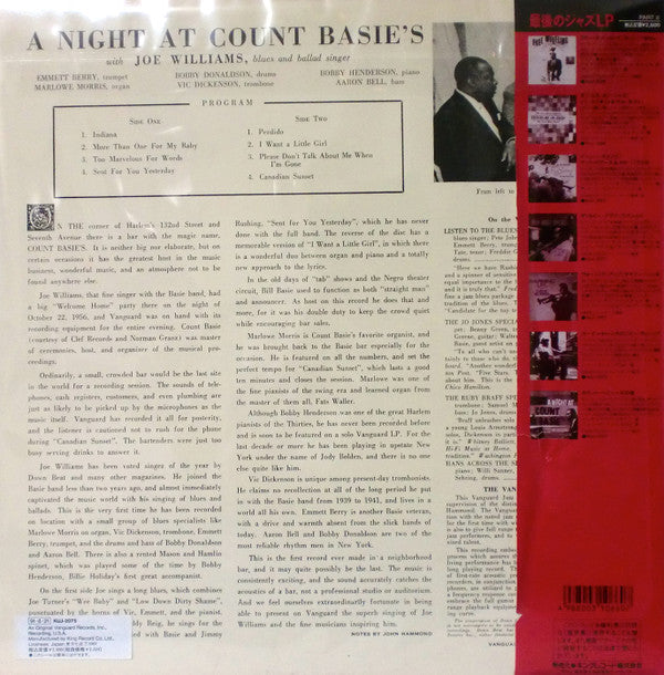 Joe Williams - A Night At Count Basie's (Vinyl, LP, Album, Reissue) Very Good Plus (VG+) / Very Good Plus (VG+)