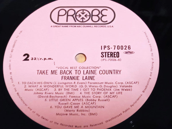 Frankie Laine - Take Me Back To Laine Country (Vinyl, LP, Album) Very Good (VG) / Very Good (VG)