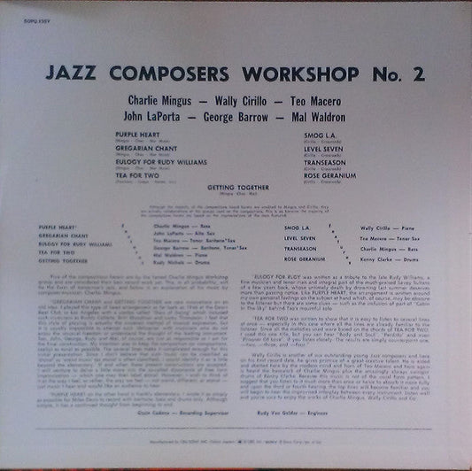 Charles Mingus - Jazz Composers Workshop No 2 (Vinyl, LP, Album, Reissue, Mono) Very Good (VG) / Very Good Plus (VG+)