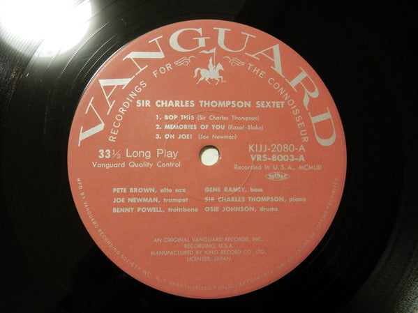 Sir Charles Thompson Sextet - Sir Charles Thompson Sextet (Vinyl, LP, Album, Reissue, Mono) Very Good Plus (VG+) / Very Good Plus (VG+)