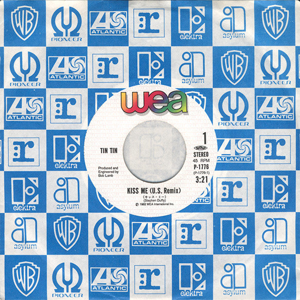 Tin Tin (4) - Kiss Me (U.S. Remix) (キッス・ミー) (Vinyl, 7", 45 RPM, Stereo) Very Good Plus (VG+) / Very Good Plus (VG+)