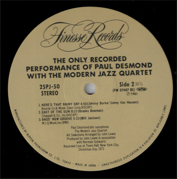 Paul Desmond - The Only Recorded Performance Of Paul Desmond With T...