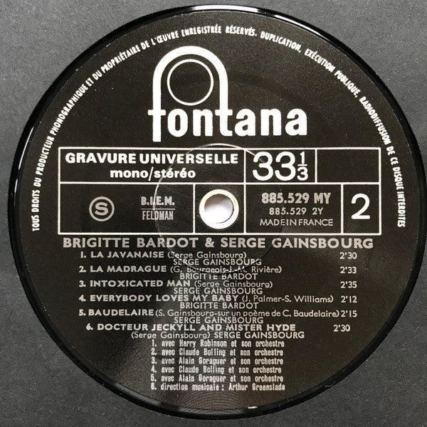 Brigitte Bardot - Bonnie And Clyde (Vinyl, LP, Compilation, Reissue, Unofficial Release) Very Good (VG) / Very Good Plus (VG+)