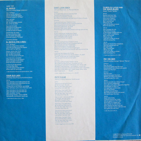 David Lindley - El Rayo-X (Vinyl, LP, Album, Stereo) Very Good Plus (VG+) / Very Good (VG)