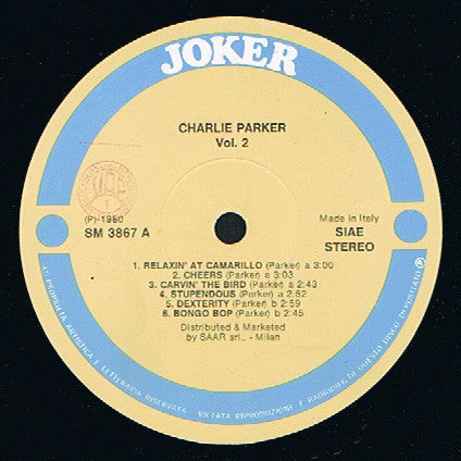 Charlie Parker - All Stars Quintet & Sextet, Vol. 2 (Vinyl, LP, Compilation, Stereo) Very Good (VG) / Good Plus (G+)