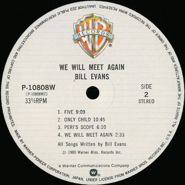 Bill Evans - We Will Meet Again (Vinyl, LP, Album) Very Good Plus (VG+) / Very Good (VG)