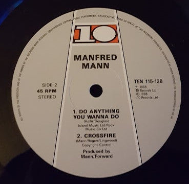 Manfred Mann's Earth Band - Do Anything You Wanna Do (Vinyl, 12", 45 RPM, Single, Stereo) Very Good (VG) / Very Good (VG)