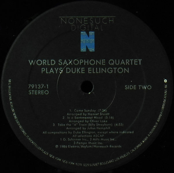 World Saxophone Quartet - Plays Duke Ellington (Vinyl, LP, Album, Stereo) Very Good Plus (VG+) / Very Good (VG)