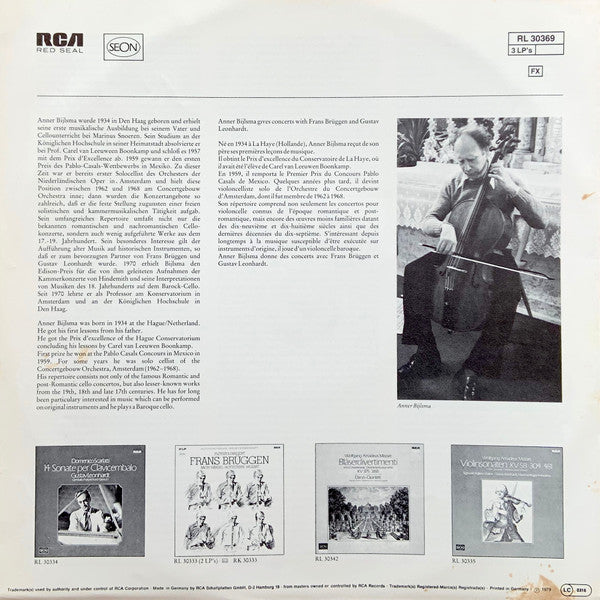 Johann Sebastian Bach - 6 Suites A Violoncello Solo Senza Basso (3xVinyl, Box Set, LP) Very Good (VG) / Very Good Plus (VG+)