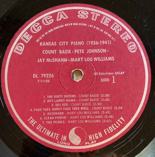 Count Basie - Kansas City Piano (1936-1941) (Vinyl, LP, Stereo, Compilation) Very Good Plus (VG+) / Very Good Plus (VG+)