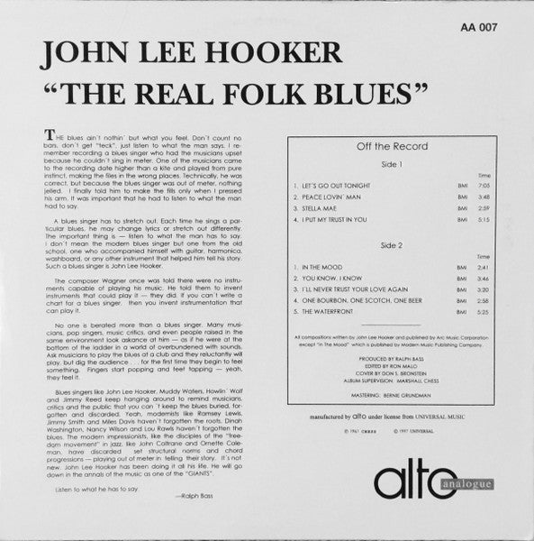 John Lee Hooker - The Real Folk Blues (Vinyl, LP, Album, Reissue, Remastered) Near Mint (NM or M-) / Near Mint (NM or M-)