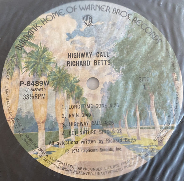 Dickey Betts - Highway Call (Vinyl, LP, Album, Stereo) Very Good Plus (VG+) / Very Good (VG)