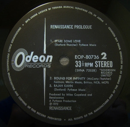 Renaissance (4) - Prologue (Vinyl, LP, Album, Reissue, Stereo) Good Plus (G+) / Very Good (VG)