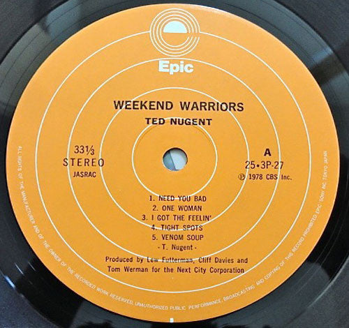 Ted Nugent - Weekend Warriors (Vinyl, LP, Album) Very Good (VG) / Very Good (VG)