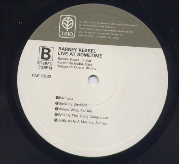 Barney Kessel - Live At Sometime (Vinyl, LP, Album) Very Good Plus (VG+) / Very Good Plus (VG+)
