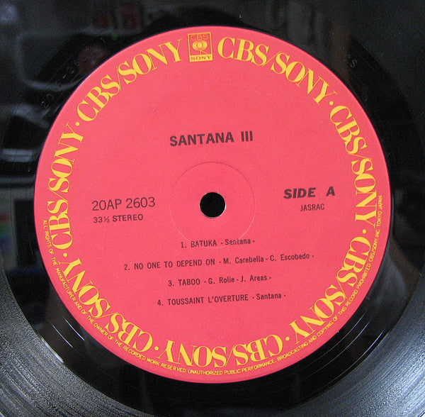 Santana - Santana III (Vinyl, LP, Album, Reissue, Stereo) Very Good Plus (VG+) / Good Plus (G+)