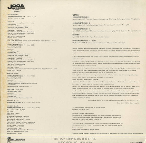 The Jazz Composer's Orchestra - The Jazz Composer's Orchestra (2xVinyl, LP, Album, Reissue, Stereo) Near Mint (NM or M-) / Very Good Plus (VG+)