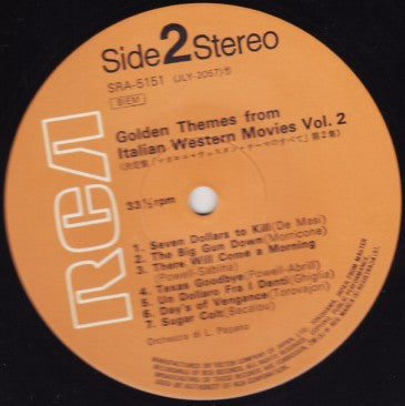 Various - Golden Themes From Italian Western Movies Vol. 2 (Vinyl, LP, Compilation, Stereo) Good Plus (G+) / Very Good (VG)