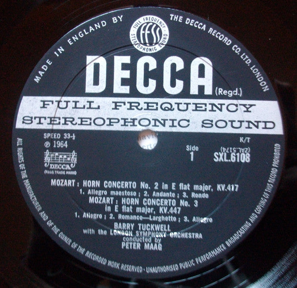 Wolfgang Amadeus Mozart - Horn Concertos 1-4 (Vinyl, LP, Repress, Stereo) Very Good (VG) / Very Good Plus (VG+)