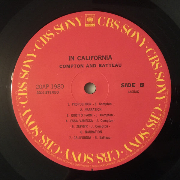 Compton & Batteau - In California (Vinyl, LP, Album, Reissue) Near Mint (NM or M-) / Very Good Plus (VG+)