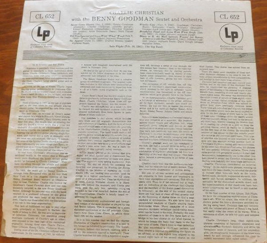 Charlie Christian - With The Benny Goodman Sextet And Orchestra (Vinyl, LP, Compilation, Reissue, Mono) Very Good (VG) / Very Good Plus (VG+)