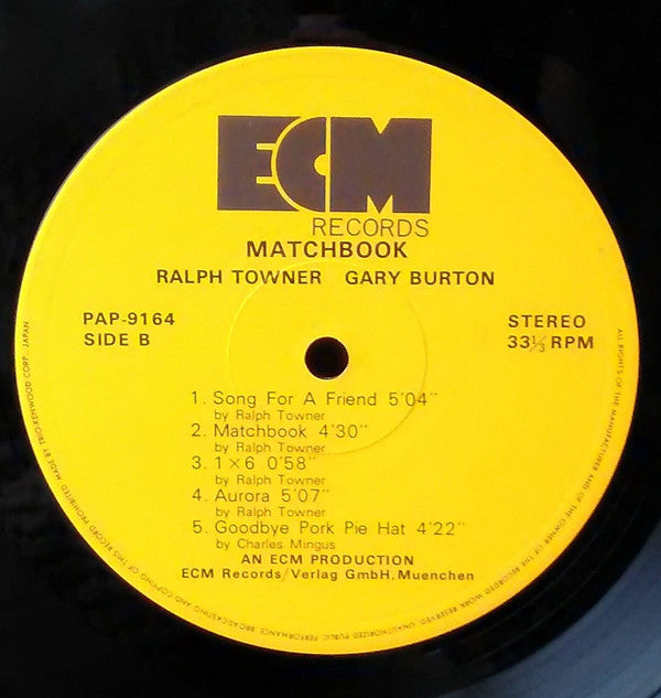 Ralph Towner - Matchbook (Vinyl, LP, Album) Very Good Plus (VG+) / Very Good Plus (VG+)