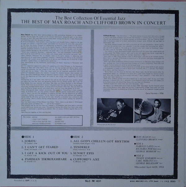 Clifford Brown And Max Roach - The Best Of Max Roach And Clifford Brown In Concert (Vinyl, LP, Album, Reissue) Good Plus (G+) / Very Good Plus (VG+)