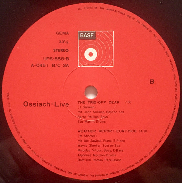 Various - Ossiach Live (Vinyl, LP, Album) Very Good (VG) / Very Good (VG)