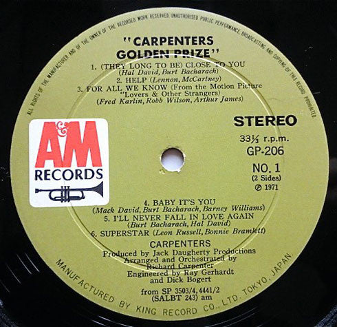 Carpenters - Golden Prize (Vinyl, LP, Compilation) Very Good Plus (VG+) / Very Good (VG)