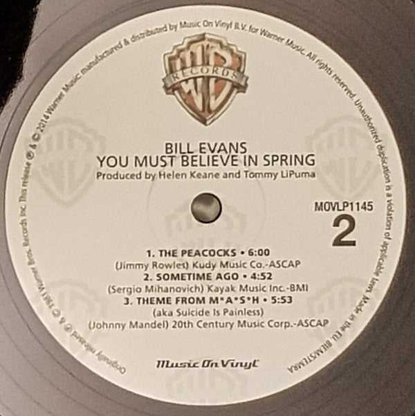 Bill Evans - You Must Believe In Spring (Vinyl, LP, Album, Reissue) Very Good Plus (VG+) / Near Mint (NM or M-)