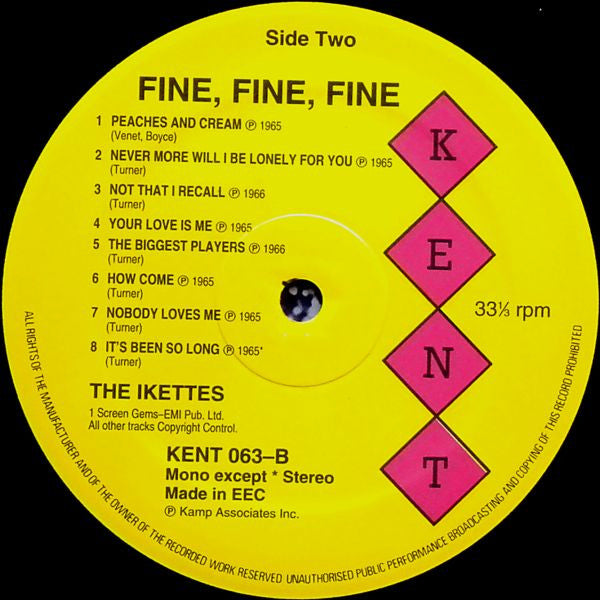 The Ikettes - Fine Fine Fine (Vinyl, LP, Compilation, Reissue) Very Good (VG) / Very Good (VG)