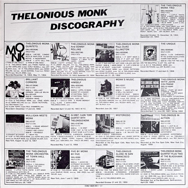 Thelonious Monk Trio - Thelonious Monk Trio (Vinyl, LP, Compilation, Reissue, Remastered, Mono) Very Good Plus (VG+) / Very Good (VG)