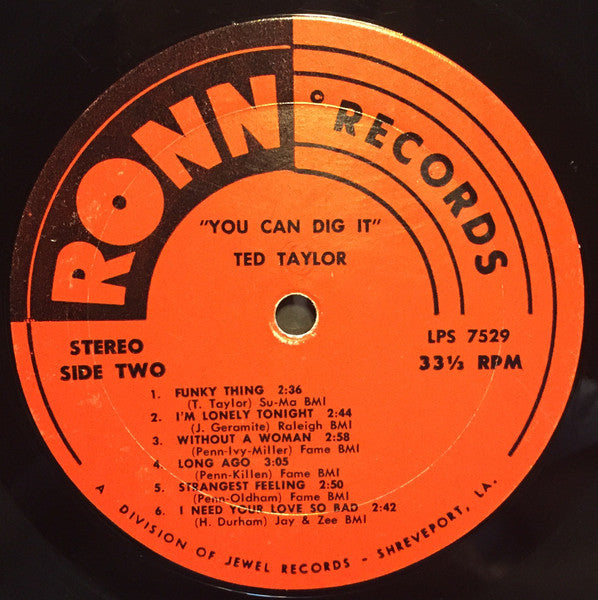 Ted Taylor - You Can Dig It! (Vinyl, LP) Very Good (VG) / Very Good (VG)