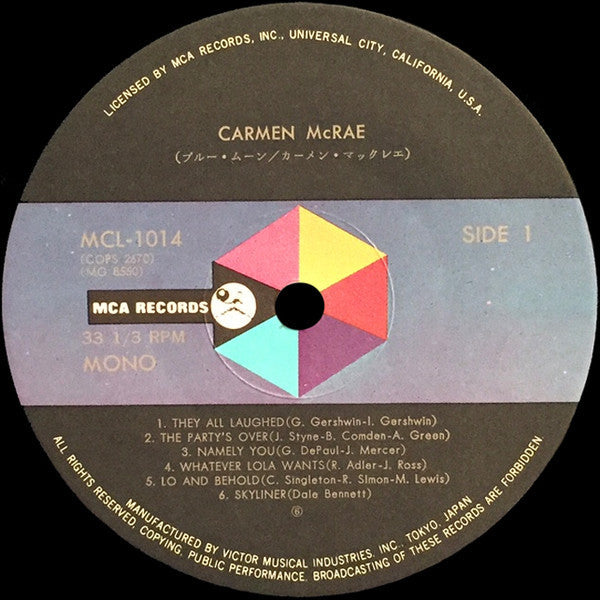 Carmen McRae - Blue Moon (Vinyl, LP, Album, Reissue, Mono) Very Good Plus (VG+) / Very Good Plus (VG+)