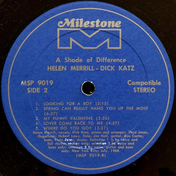Helen Merrill - A Shade Of Difference (Vinyl, LP, Album) Good Plus (G+) / Very Good (VG)