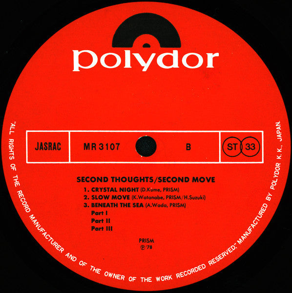 Prism (9) - Second Thoughts/Second Move (Vinyl, LP, Album, Stereo) Very Good Plus (VG+) / Very Good (VG)