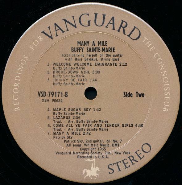 Buffy Sainte-Marie - Many A Mile (Vinyl, LP, Album, Repress, Stereo) Very Good (VG) / Good Plus (G+)