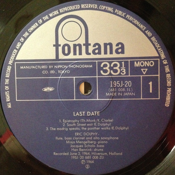 Eric Dolphy - Last Date (Vinyl, LP, Album, Reissue, Mono)