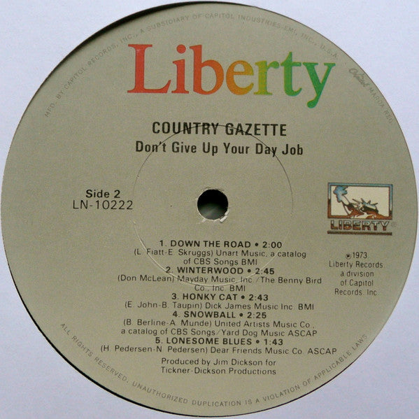 Country Gazette - Don't Give Up Your Day Job (Vinyl, LP, Album, Reissue) Very Good Plus (VG+) / Very Good Plus (VG+)