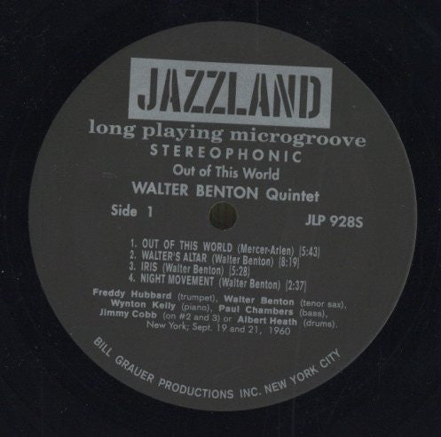Walter Benton Quintet - Out Of This World (Vinyl, LP, Album, Reissue, Stereo) Near Mint (NM or M-) / Near Mint (NM or M-)