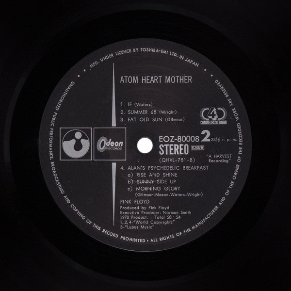 Pink Floyd - Atom Heart Mother (Vinyl, LP, Album, Reissue, Quadraphonic) Very Good Plus (VG+) / Very Good (VG)
