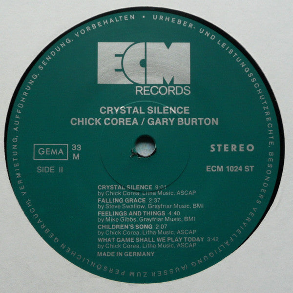Gary Burton / Chick Corea - Crystal Silence (Vinyl, LP, Album, Reissue) Very Good Plus (VG+) / Very Good Plus (VG+)