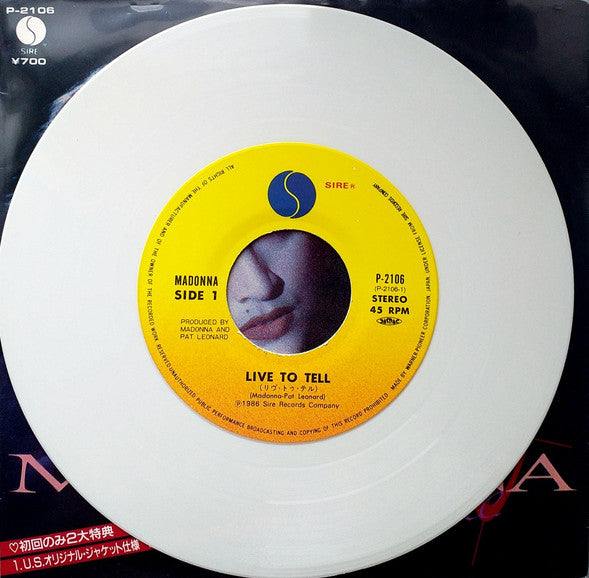 Madonna - Live To Tell = リヴ・トゥ・テル (Vinyl, 7", 45 RPM, Single, Stereo) Very Good Plus (VG+) / Very Good (VG)