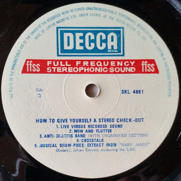 No Artist - How To Give Yourself A Stereo Check-Out (Vinyl, LP) Very Good Plus (VG+) / Very Good Plus (VG+)