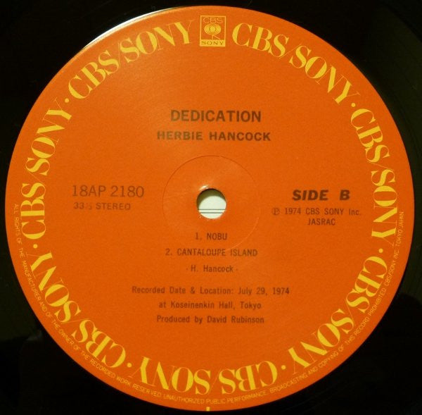Herbie Hancock - Dedication (Vinyl, LP, Album, Reissue) Very Good Plus (VG+) / Very Good Plus (VG+)