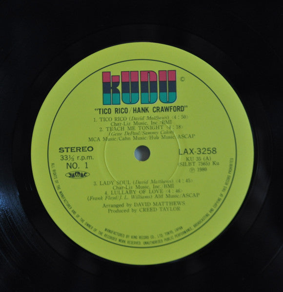 Hank Crawford - Tico Rico (Vinyl, LP, Album, Reissue, Stereo)